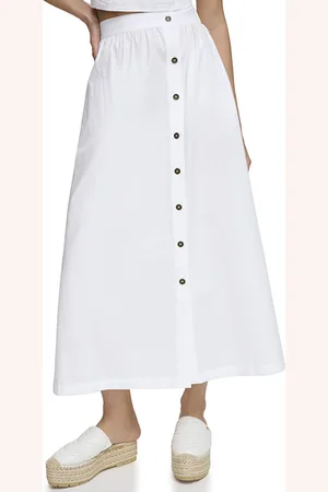 DKNY Bttn Frnt Poplin Skr White