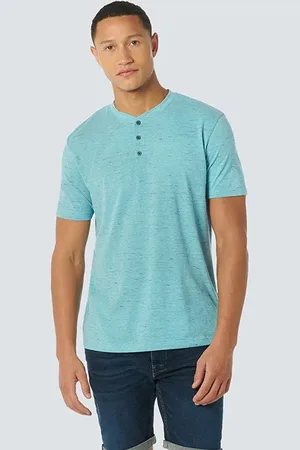 No Excess T-shirt Granddad Melange Aqua
