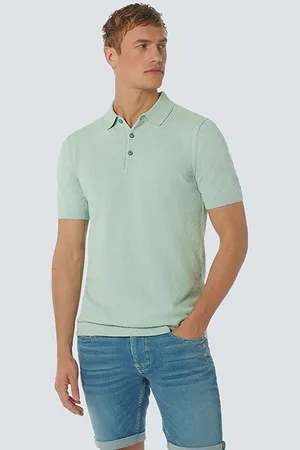 No Excess Pullover Short Sleeve Polo Solid Relief Knit Mint