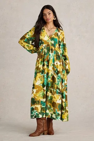 White Stuff Imogen Midi Dress Yellow Print