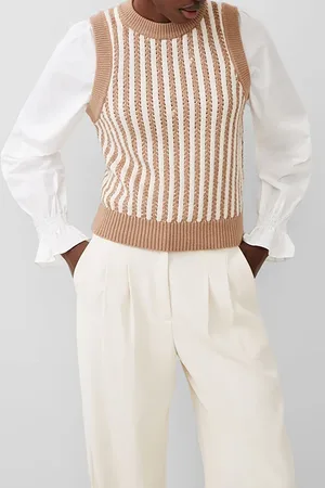 French Connection Moma Vest Mix Camel/classic Cream