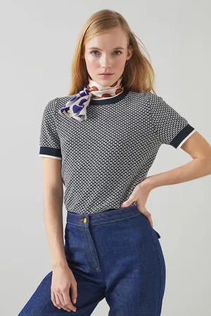 LK Bennett Honey Knit Knitted Sweater Navy/ivory