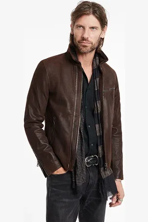 John Varvatos Double Zip Front Jacket Chocolate