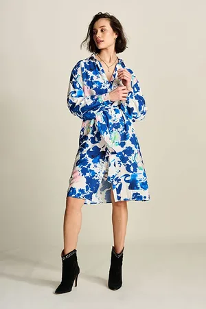 POM Amsterdam Dress - Crane Birds Blue