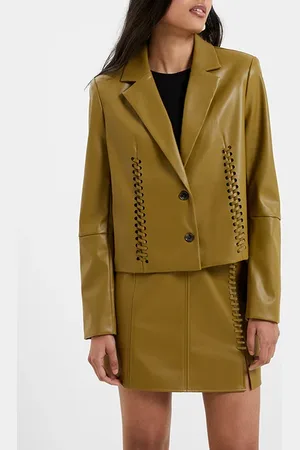 French Connection Crolenda Pu Cropped Blazer Brown