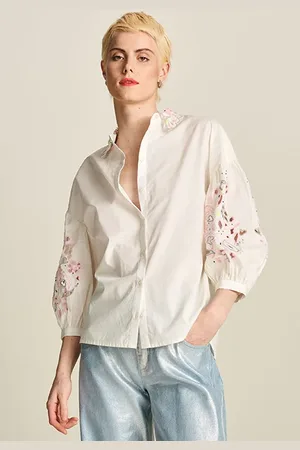 POM Amsterdam Blouse - Embroidery Blooming Ecru White