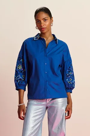 POM Amsterdam Blouse - Embroidery Ink Blue