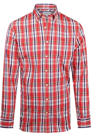 McGregor Summer Check Shirt Coral Red