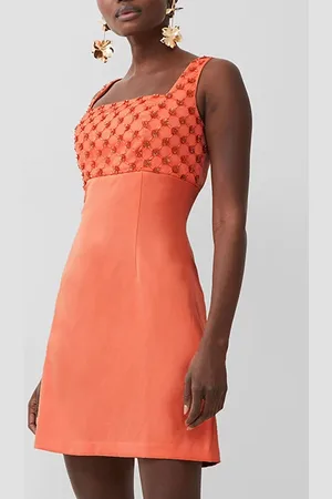 French Connection Embroidered Darcy Crepe Red