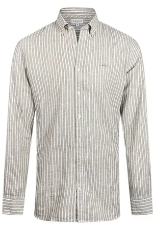 McGregor Cotton Linen Stripe Shirt Olive