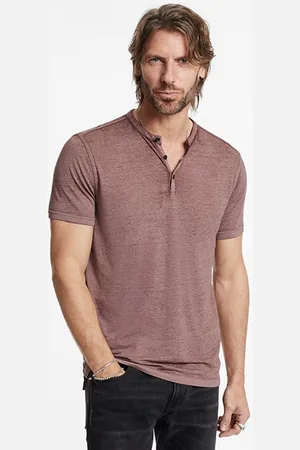 John Varvatos Duke Short Sleeve Henley Worn Mauve