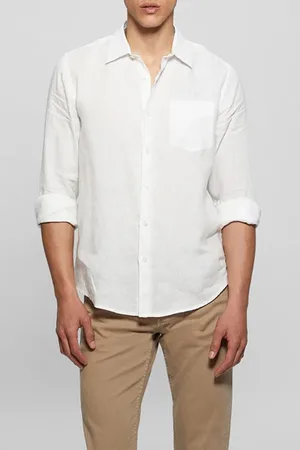 Guess GUESS Ls Island Linen Shir Pure White