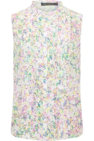French Connection Donna Ruffle Sleeveless Top Strawberry Shake M