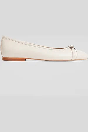 LK Bennett Brielle Twist Ballerina Shoes Ecru