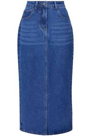 French Connection Denim Midi Back Split Skirt Sz18 Vintage