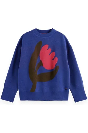 Scotch&Soda Tulip Intarsia Oversized Pullover Bright Blue Melange