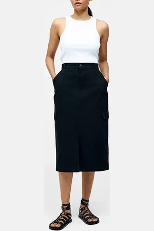 French Connection Cargo Midi Skirt Ss25 Sz18 Black