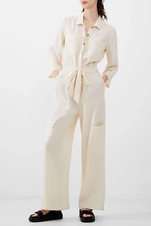 French Connection Elkie Twill Jumpsuit Classic Cream