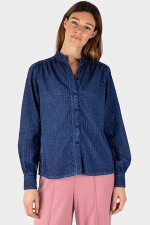 Sandwich Blouse Woven Long Sleeves Rhodonite