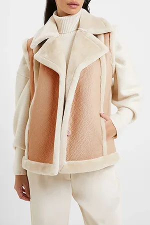 French Connection Belen Faux Fur Gilet Brown