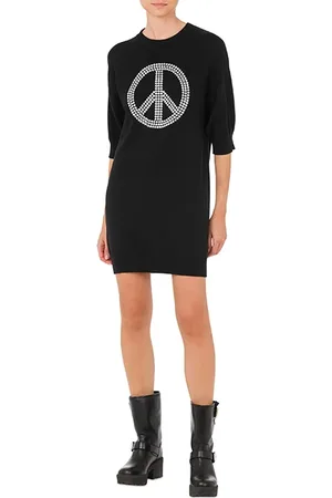 Moschino Peace Symbol Knitted Dress Black