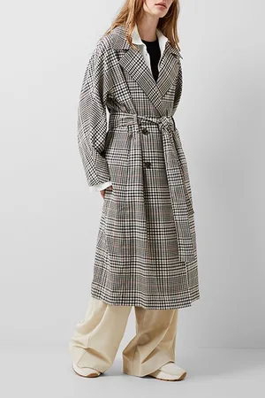 French Connection Dandy Check Trench Coat Check Multi