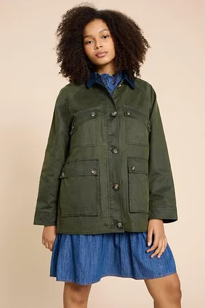 White Stuff Juniper Cotton Jacket Khaki Green