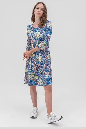 Sandwich Jurk Met Artistieke Bloemenprint French Blue