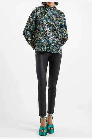 French Connection Amber Adora Satin Top Black