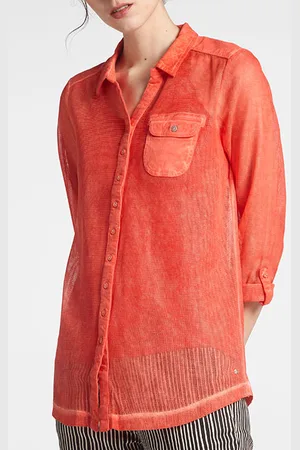 Sandwich Blouse Jersey Long Sleeves Hot Coral