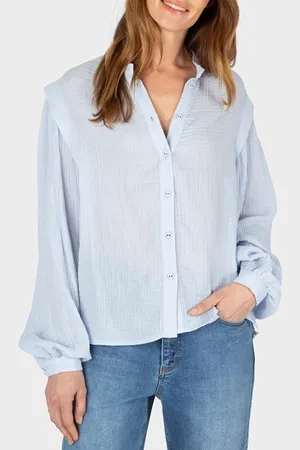 Sandwich Blouse Woven Long Sleeves Xenon Blue