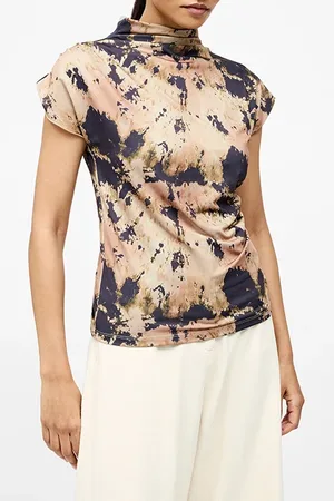 French Connection Ava Ruched Top Mocha Mousse/choc