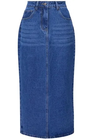 French Connection Denim Midi Back Split Skirt Vintage