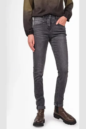 Sandwich Trousers Casual Long On Grey Denim Stretch Washed Grey Denim
