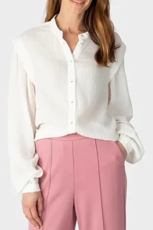Sandwich Blouse Woven Long Sleeves Cloud Dancer