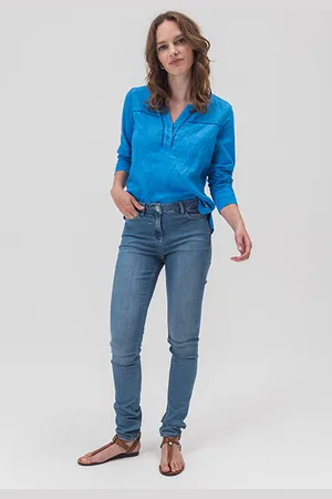 Sandwich Linnen Blouse Met Details French Blue