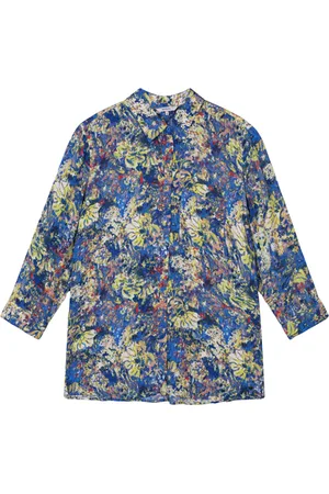 Sandwich Blouse Met Bloemenprint En Kraag French Blue