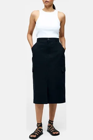 French Connection Cargo Midi Skirt Ss25 Black