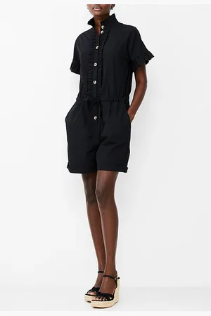 French Connection Era Poplin Playsuit Blackout