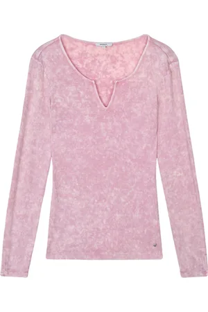 Sandwich Rib T-shirt Met Lange Mouwen Misty Rose