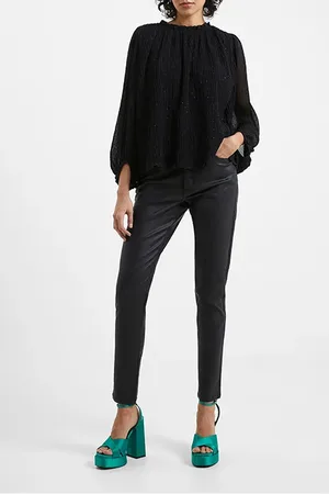French Connection Callie Lurex Pleated Top Black