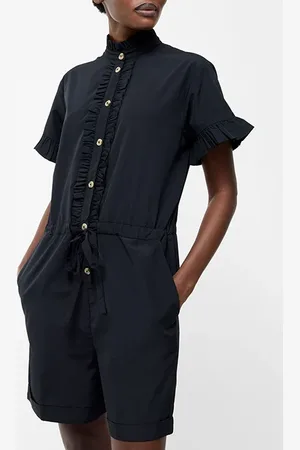 French Connection Frill Playsuit Black