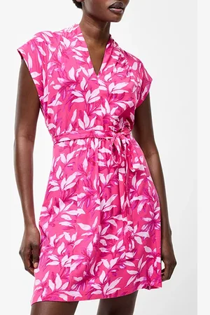 French Connection Avalina V Neck Mini Dress Raspberry Sorbet