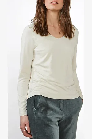 Sandwich T-shirt Long Sleeves Almond White