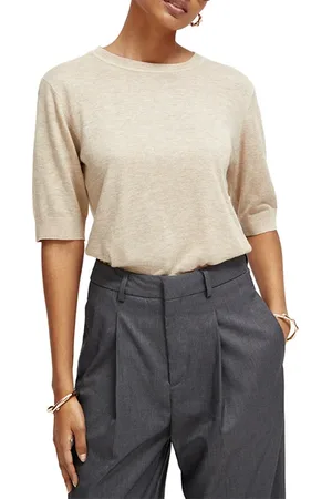 Scotch&Soda Short Sleeved Crew Neck Pullover Oatmeal Melange