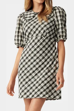 Forever New Peta Collared Mini Dress Black And White Check