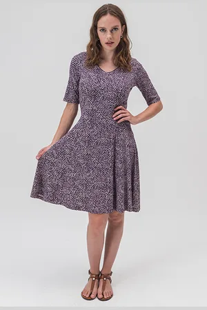 Sandwich A-lijn Jurk Met Print Plum Caspia