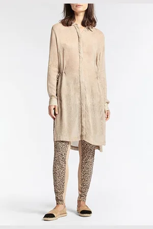 Sandwich Blouse Woven Long Sleeves Camel