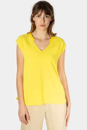Sandwich T-shirt Cap Sleeves Vibrant Yellow