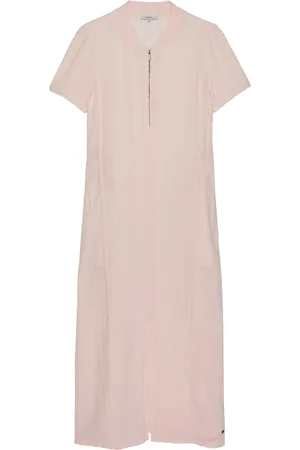 Sandwich Linnen Jurk Met Rits Mauve Chalk
